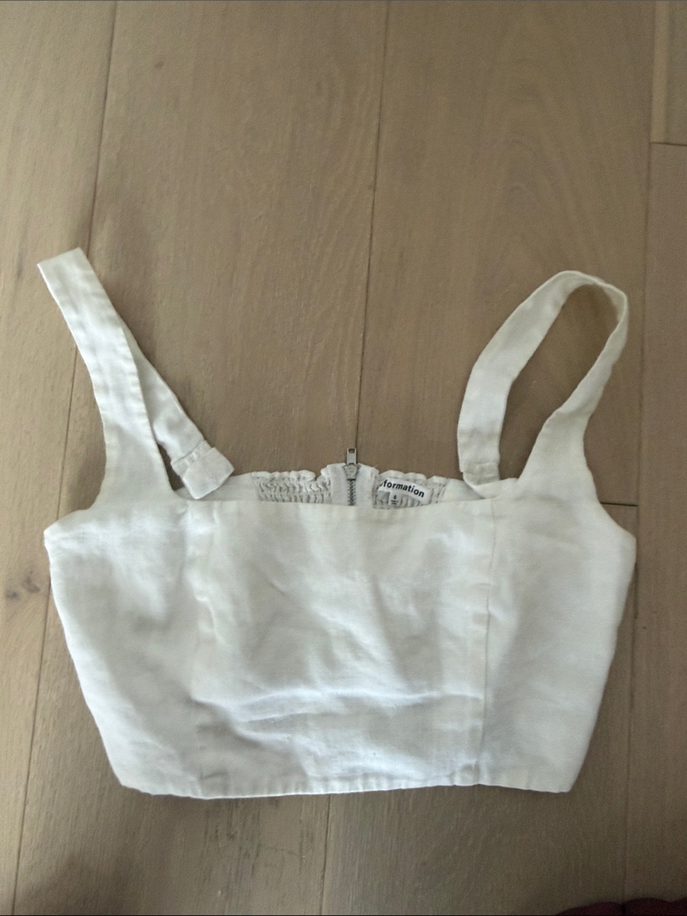 Reformation Cream Square-Neck Crop Tank